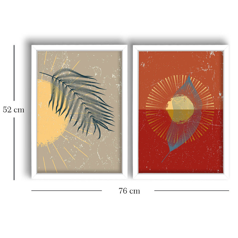 Élégante peinture décorative en panneau de fibres à densité moyenne (2 pièces), 15,0 po x 20,9 po chacune | 100% panneau de fibres à densité moyenne de 0,1 pouce d'épaisseur, 100% cadre en bois de 0,9 pouce d'épaisseur | Parfait pour la décoration de salon et de chambre à coucher, design élégant et contemporain