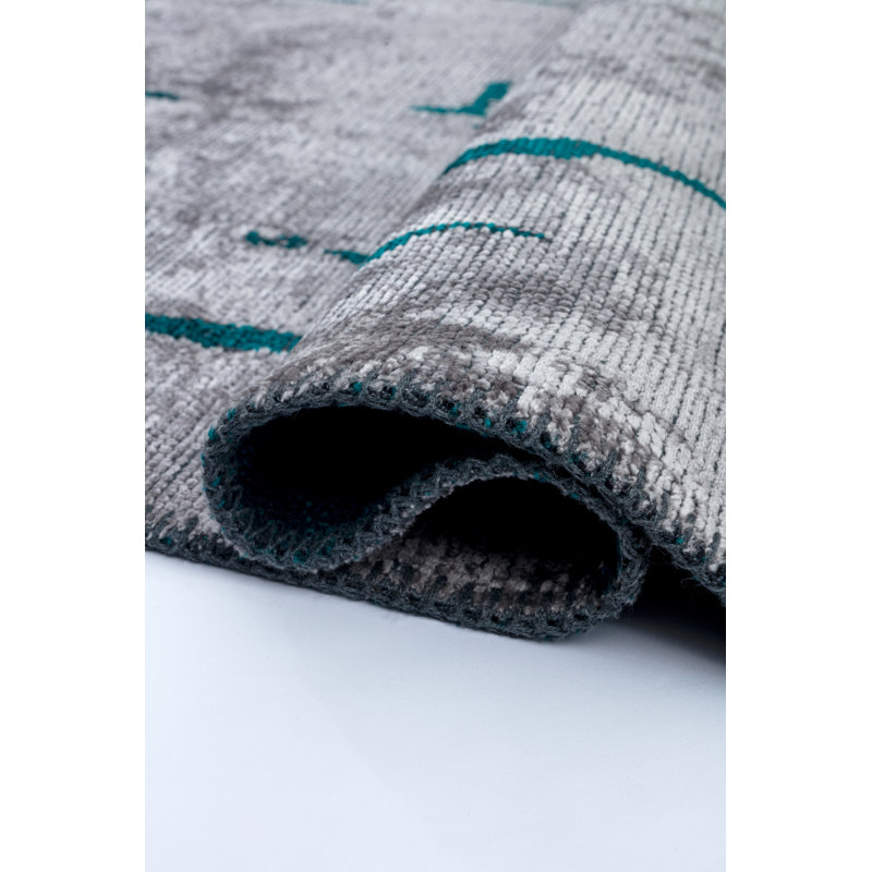 Rapture Green/Gray Geometric Luxury Area Rug, Rectangle 7'10" x 11'2"