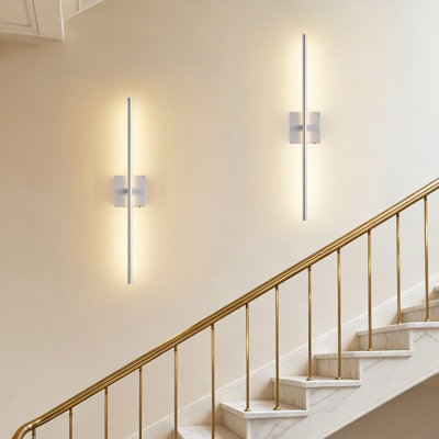 28 Inch Battery Operated Wall Sconces with Remote Control, 3000K Warm White/  Dimmable/ 350° Rotating, 2-Pack