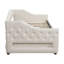 Lit de jour rembourré simple TG avec ceinture à DEL et 2 tiroirs, beige-130486230