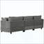 Canapé modulaire en tissu chenille 3 pièces 105 po avec méridienne incurvée et 3 coussins décoratifs 105 po-312946087