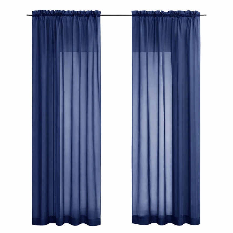 Ensemble de rideaux transparents avec passe-tringle 90 po (2 panneaux), Marine