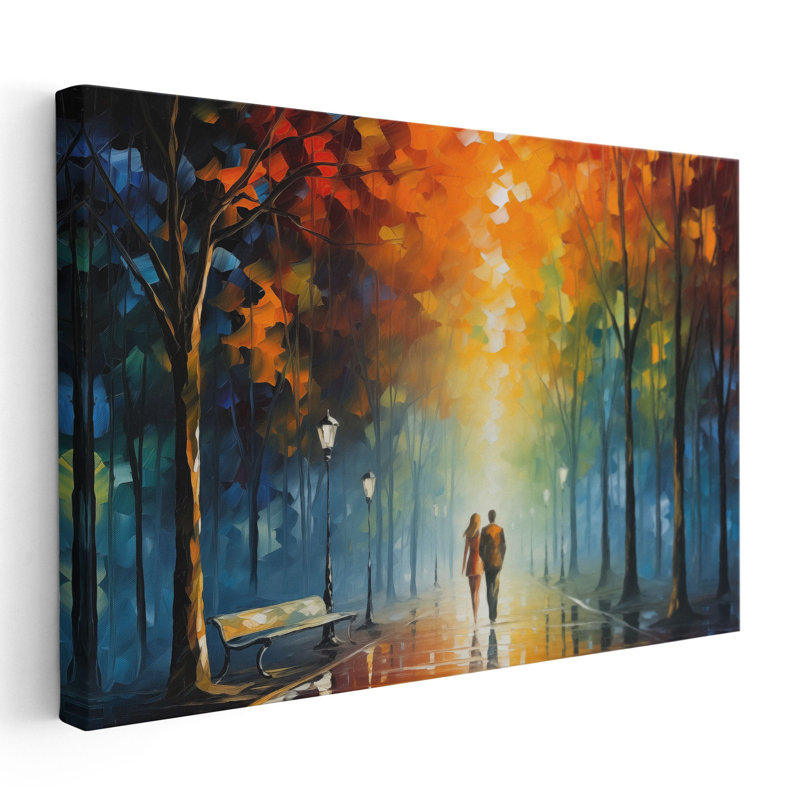 «Glowing Park Romance 2», impression murale, Toile avec cadre blanc, H 40 po x l 60 po x P 1,25 po