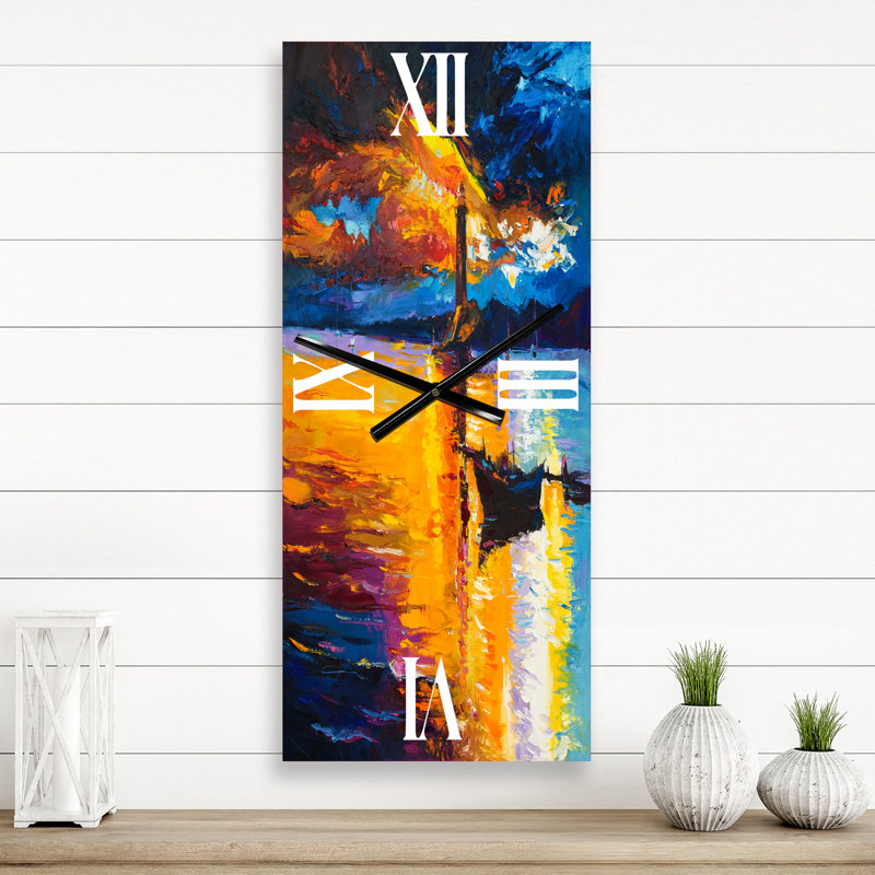 Horloge murale petit bateau au phare au coucher du soleil, Petit