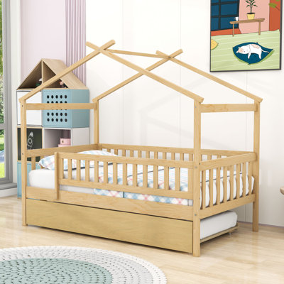 Lit de jour simple en bois avec lit gigogne simple