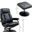 Fauteuil pivotant, fauteuil manuel en cuir de polyuréthane, avec repose-pieds repose-pieds, convient pour le salon, le bureau, la chambre à coucher, noir