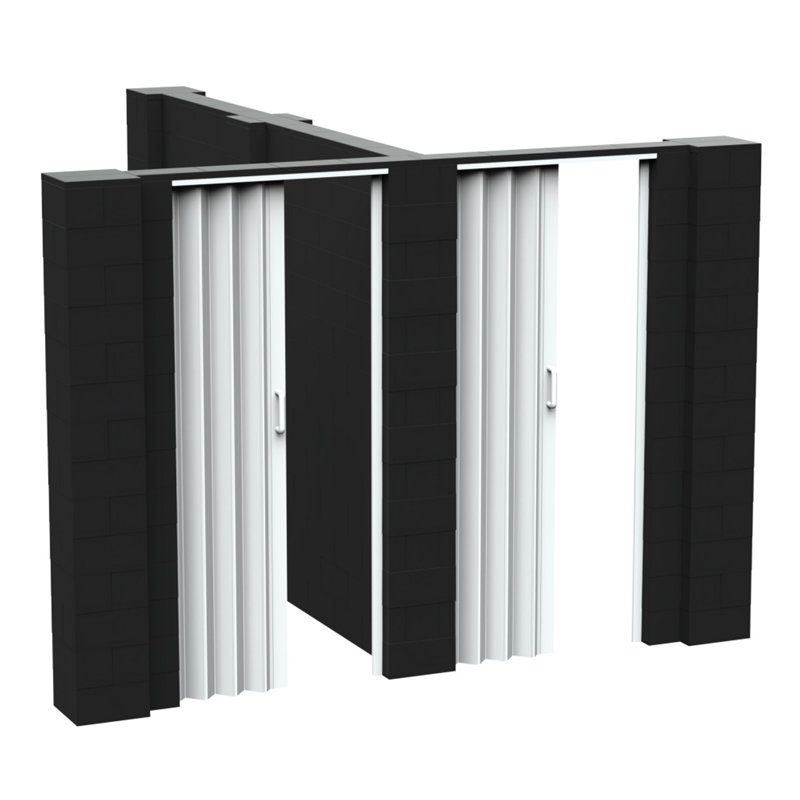 Ensemble mural en forme de T avec porte Everblock, H 84 po x l 120 po x P 120 po, Noir