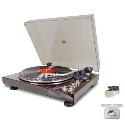 Vintage Vinyl Record Player Turntable,1pc AT3600L Record Needle Replacement,Belt Drive with Preamplifier,33/45 RPM,RCA Output,High Gloss Red Wood Grain,Valentine's Gift for Music Lovers