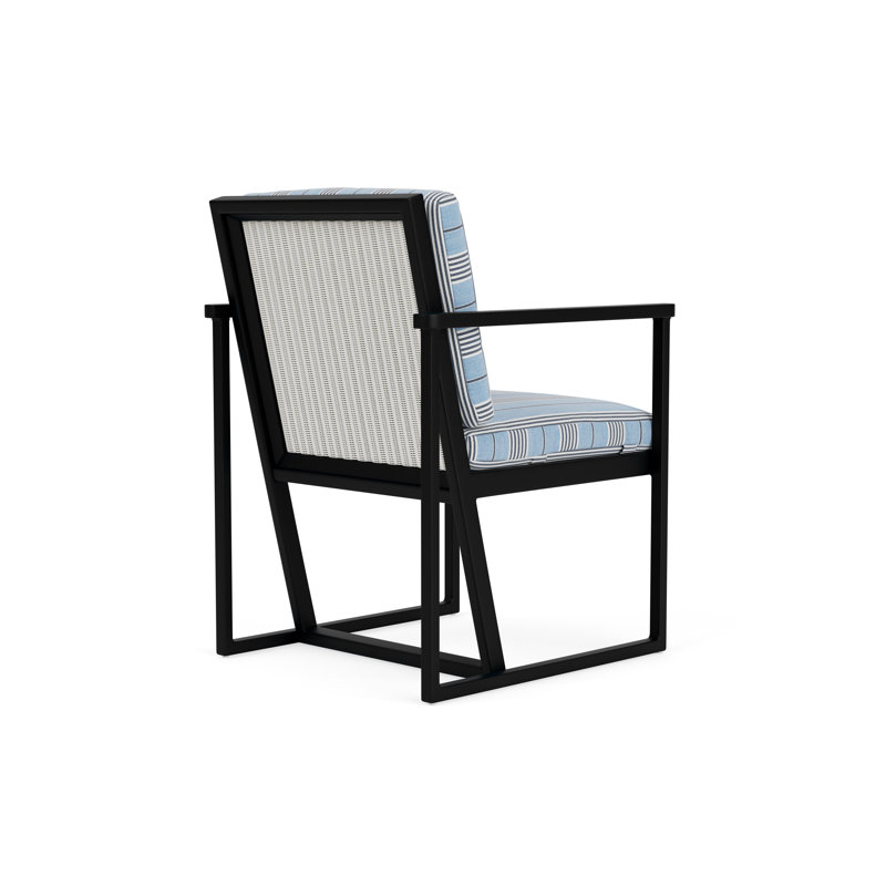 Summit Outdoor Dining Armchair, Matte White, Hansen Sky, Ebony