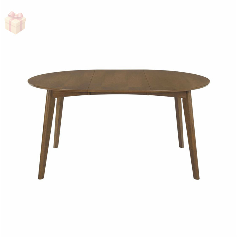 Table de salle à manger ovale à rallonge de 60 pouces, finition noyer foncé, parfaite pour les réunions compactes ou prolongées