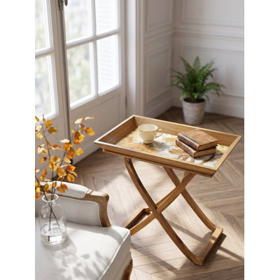 Table d'appoint pliante en bois 20,7 x 13,2 x 18,5 pouces