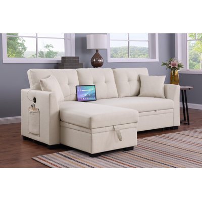 L-Shaped Sleeper Sofa Reversible Couch Pull Out Couch With Storage Chaise