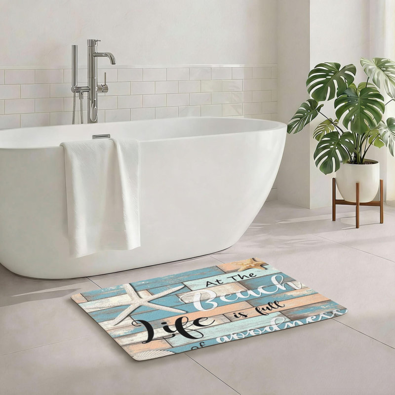 Tapis de bain Beach Life Goodness, 20 L x 32 W, antidérapant pour salle de bain et patio, tapis de plage