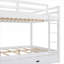 Structure de lit superposé simple en bois massif à finition blanche épurée, équipée d'une échelle et d'un lit gigogne, idéale pour les petites chambres partagées et les invités qui passent la nuit