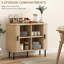 Barrecchia Mid-Century Modern Sideboard Storage Cabinet Steel Legs Oak Tone