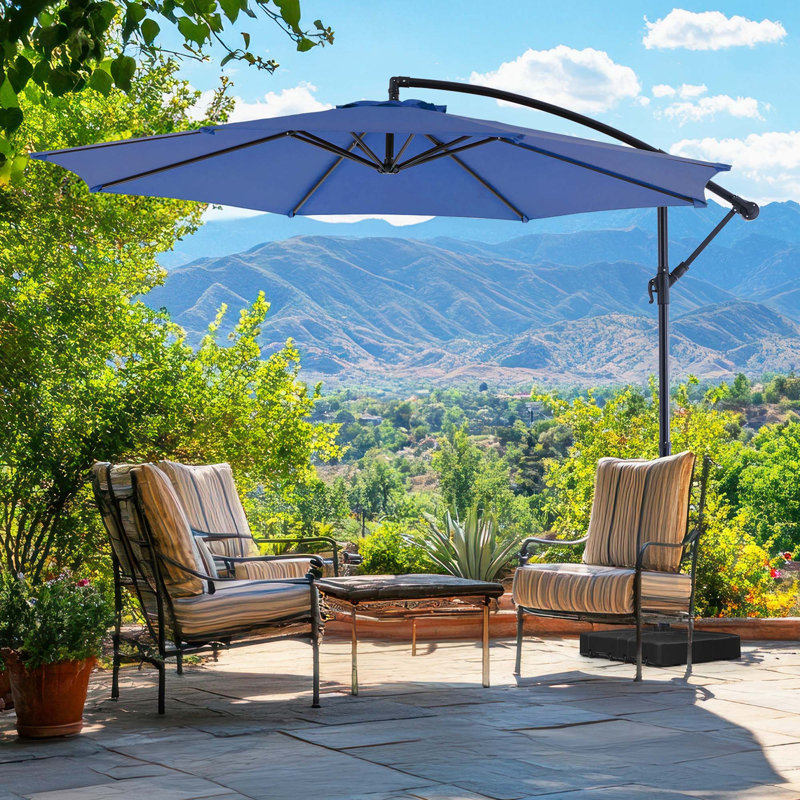 Parasol de patio en porte-à-faux 9,8pi, Bleu