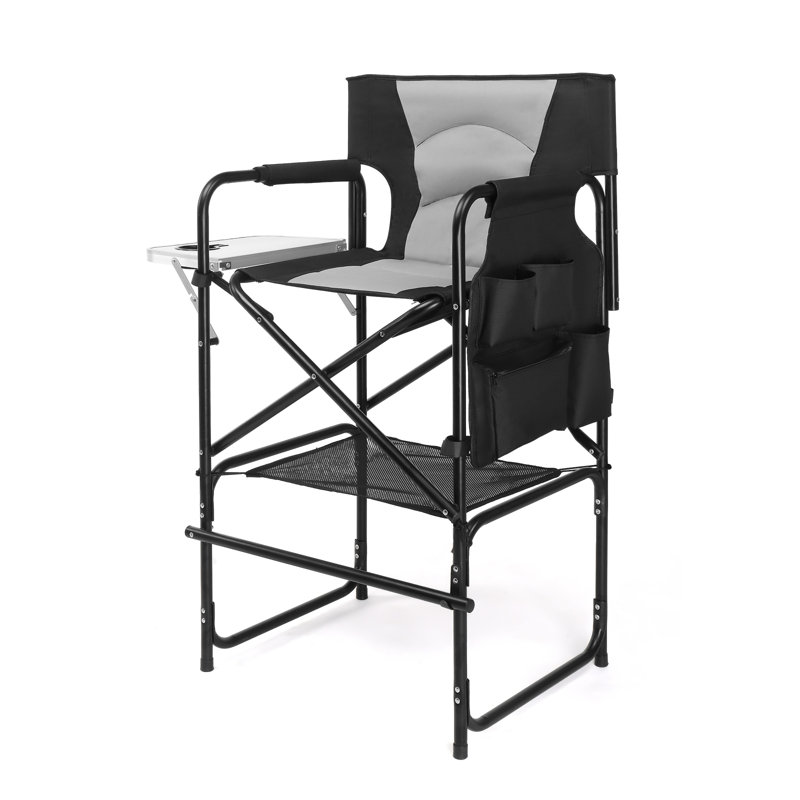 Black Frame Directors Camping Chair With Side Table