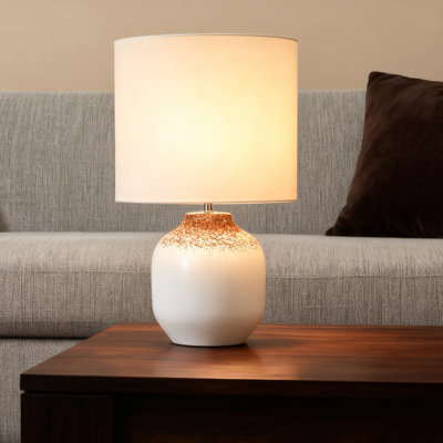 22'' White & Gold Ceramic Table Lamp Famrhouse Table Lmap for Living Room Office