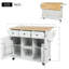 Chariot de cuisine à 5 roulettes avec rangement réglable et grande capacité pour îlot de cuisine blanc, 5 roulettes et table d'appoint-1582788968