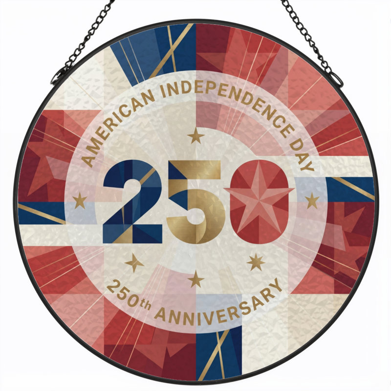 Panneau de fenêtre en verre pour décoration intérieure American Independent USA 250th Anniversary ， 7,8H, H 7,8 po