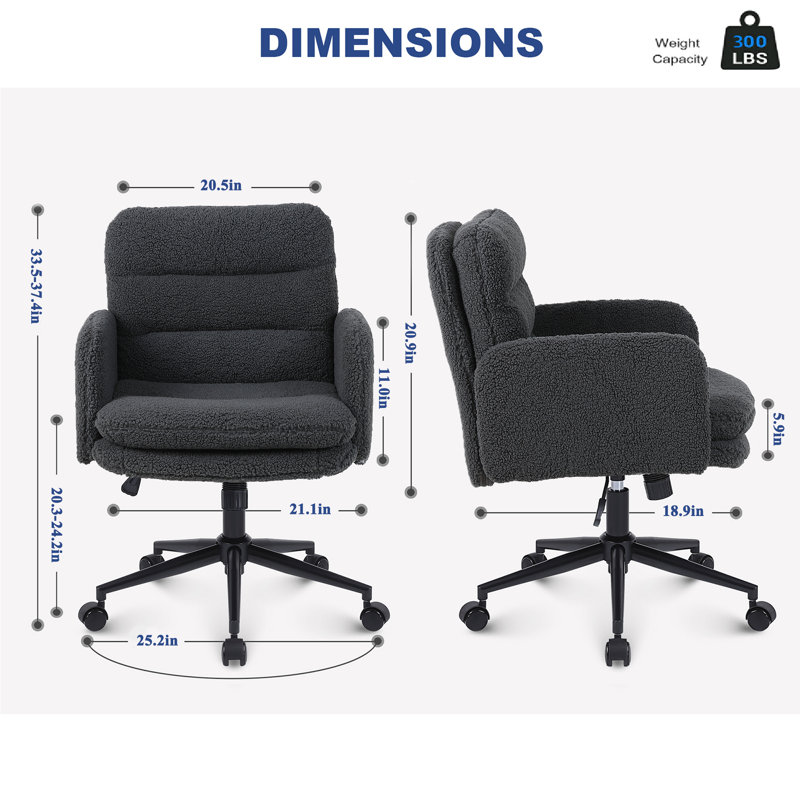 Chaise de bureau rembourrée Culpepper, Gris foncé