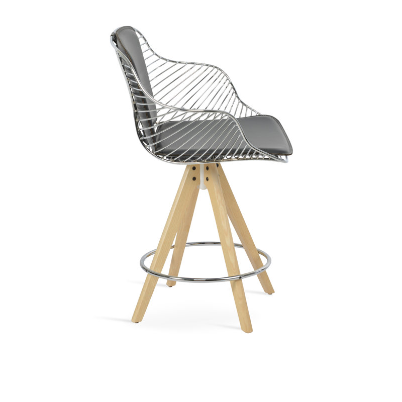 Tabouret Zebra Pyramid, Tabouret de bar (siège d'une hauteur de 26 po), Cannelle, Gris PPM-FR / chrome