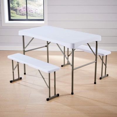 61.5cm Rectangular Portable Folding Table with 2 Chairs