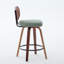 Set of 2 26-Inch Counter Height Bar Stools - Walnut Black, Cane Rattan Back, Light Green Linen Upholstered Seat, Swivel Design for Kitchen Island/Bar/Counter