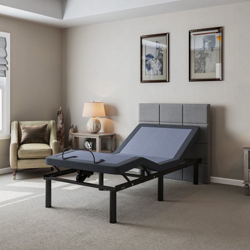 Base de lit réglable avec ajustement de positions pleine gamme, télécommande sans fil, fonction de mémoire, capacité de poids élevée et plus encore pour un confort ultime