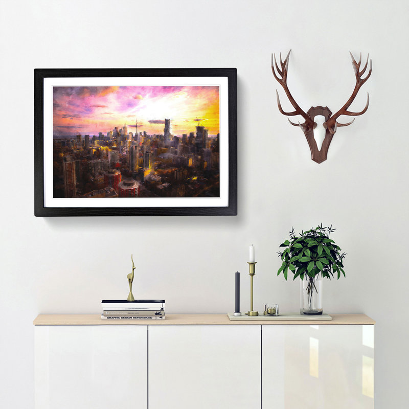 Toronto Canada Skyline - Picture Frame Painting Print, 45cm H x 63cm W x 2cm D, Black Framed