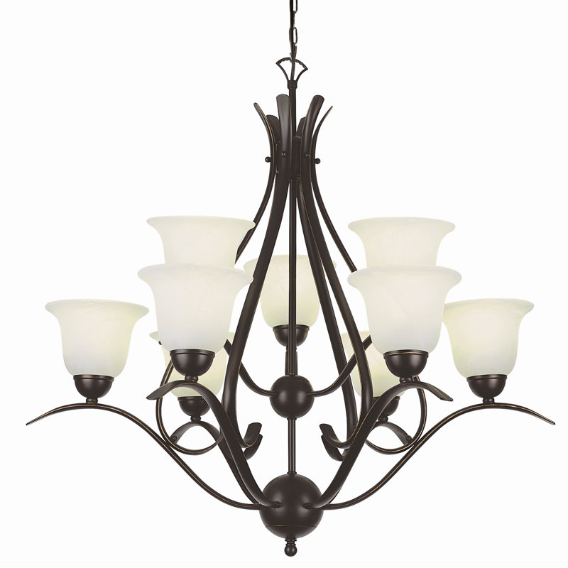 Baronne 9 - Light Dimmable Classic / Traditional Chandelier, Rubbed Oil Bronze