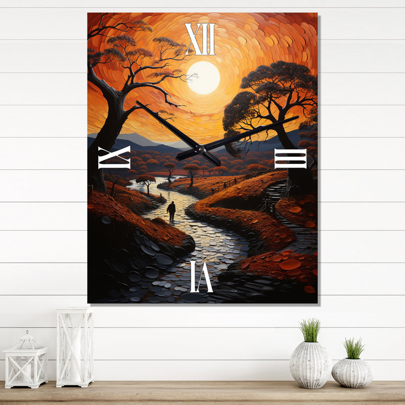 Patchwork de paysage de campagne - très grandes horloges murales, H 32 po x l 24 po x P 1 po