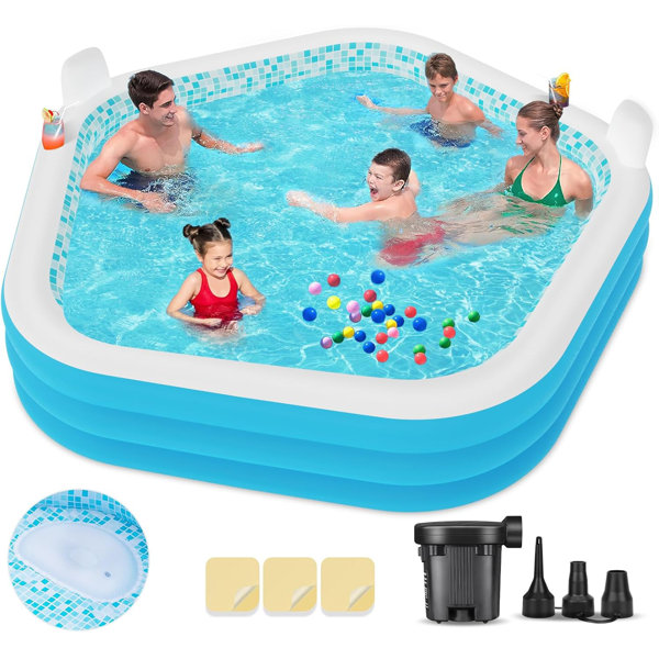 Utibia Inflatable Swimming Pool, Kiddie Pools with Pump and Seats, Blow ...
