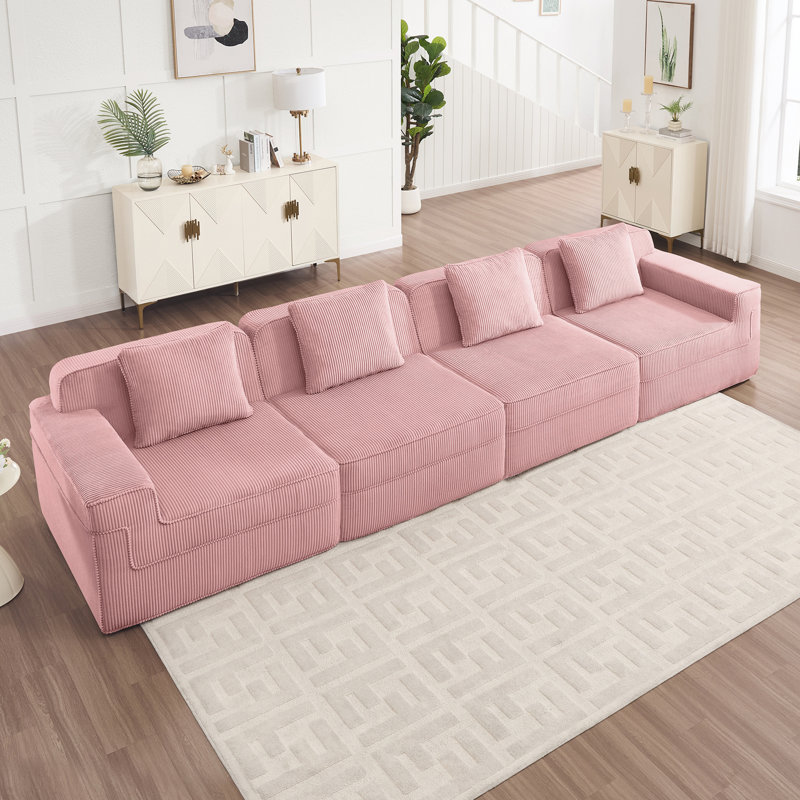 Canapé modulaire sans siège avec sièges profonds, conception moderne et coussins décoratifs, idéal pour les réunions de famille et la détente