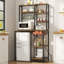 Mini-réfrigérateur avec rangement Kepptory, micro-ondes et organisateur de bar à café avec prise de courant, grandes tablettes de rangement pour appareils de cuisine, parfait pour le dortoir, café-bar, brun rétro