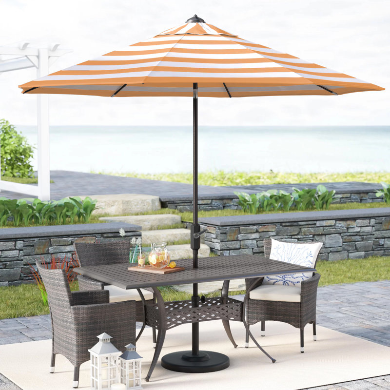 Parasol de marché, Orange/Blanc, Brun