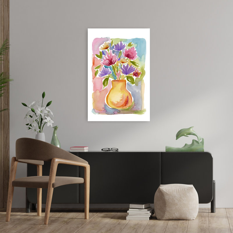 Art mural coloré abstrait coloré et contemporain, 36" H x 24" W