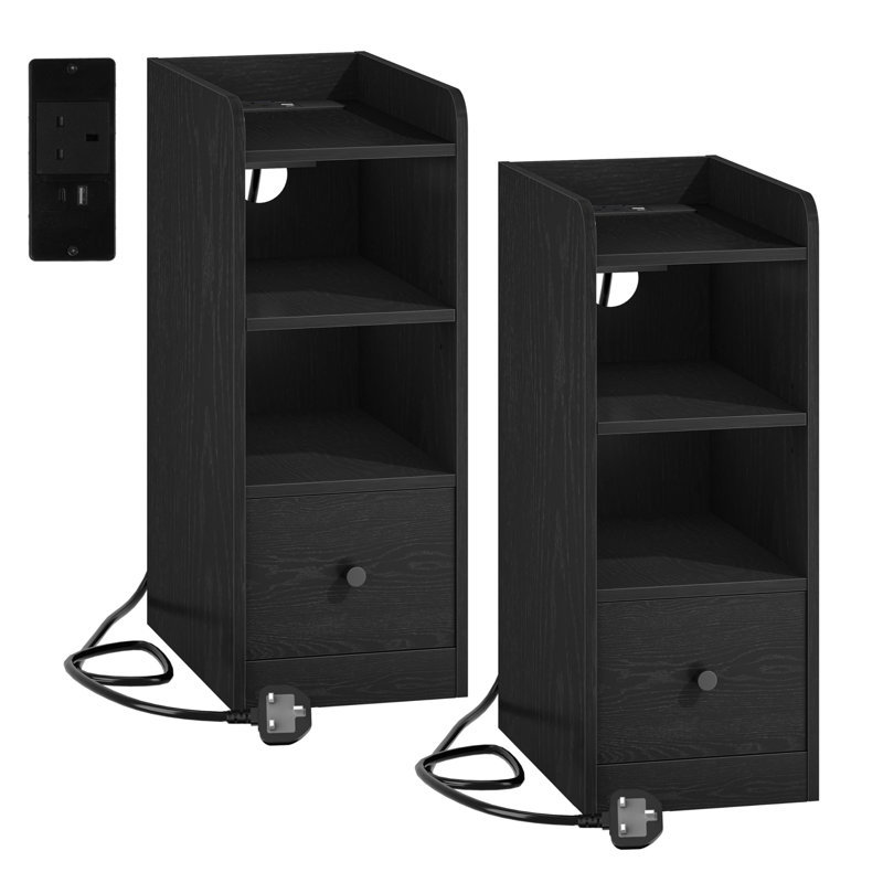 38cm W Metal Bedside Table, Black