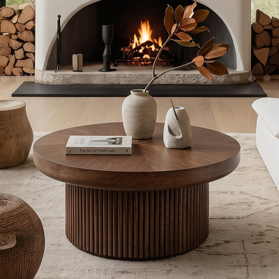 Parquet 33.5'' Round Coffee Table for Small Spaces