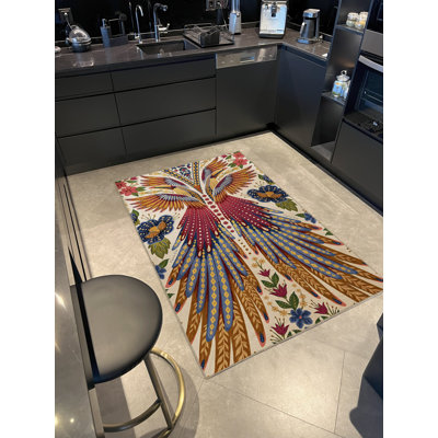 Multi-Coloured Phoenix Wings Patterned Creative Modern Decorative Rug