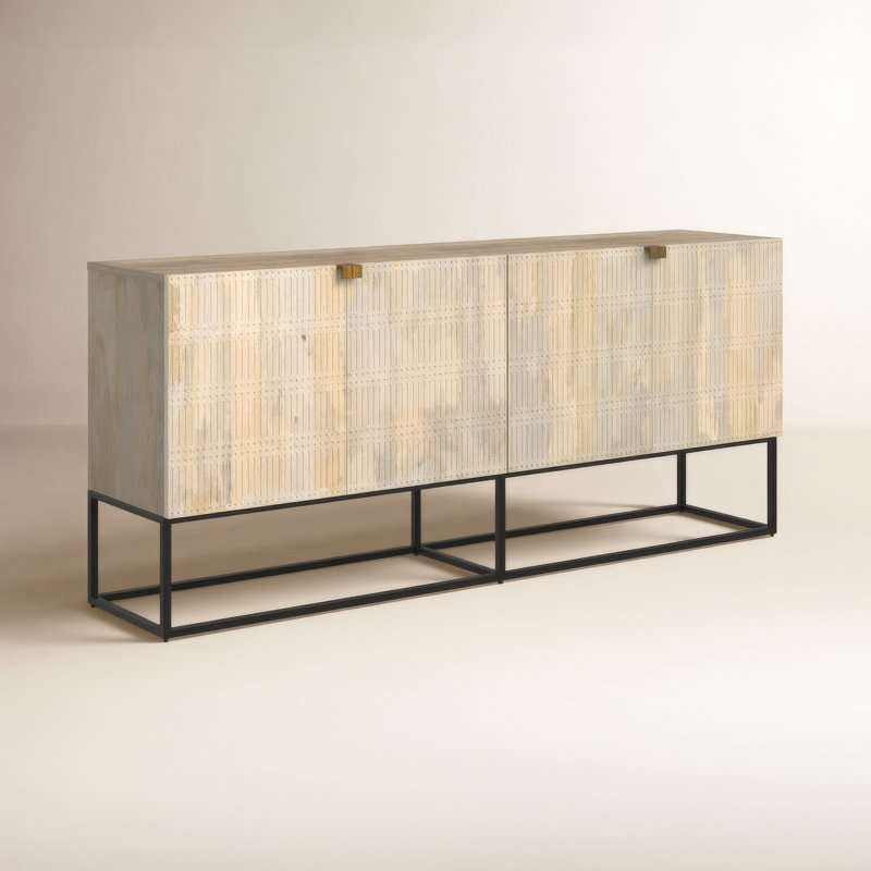 Elle 69'' Sideboard, Light Wash Carved Mango
