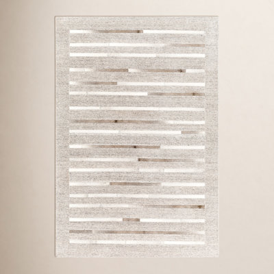 Giselle Hand-Woven Striped Cowhide Rug