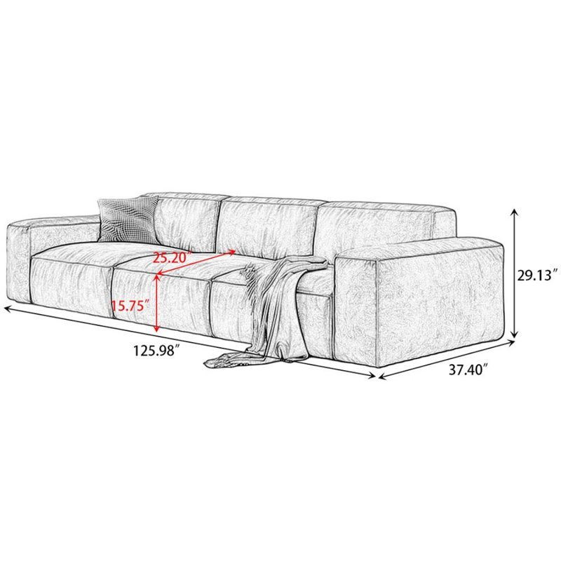 Canapé modulaire jaune en polyester, 29,13 po H x 125,98 po l x 37,4 po P, 4, Jaune