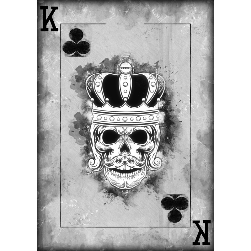 King Of Skull Spades Playing Card - No Frame Print, 60cm H x 40cm W, Gallery Metal