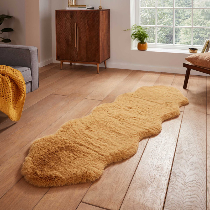 Lehi area rug Table Tufted Sheepskin Mustard, Novelty 60 x 180cm