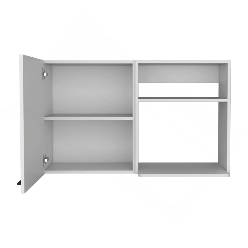 Armoire de rangement murale empilable H 24 po, deux tablettes internes, deux tablettes de rangement externes, une porte, blanc