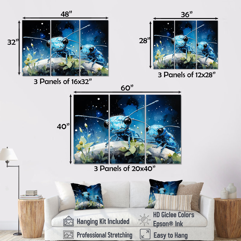 «Enchanted Minions Blue Ants - Animal Ant», ensemble d'art sur toile, H 40 po x l 60 po