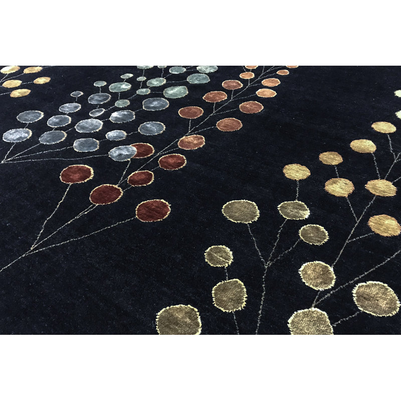 Hand-Knotted High-Quality Black Area Rug