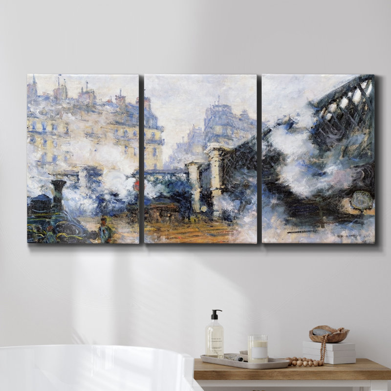 Riverbank at Argenteuil, 1877 - Toile encadrée à pièces multiples, H 27 po x l 54 po x P 2 po