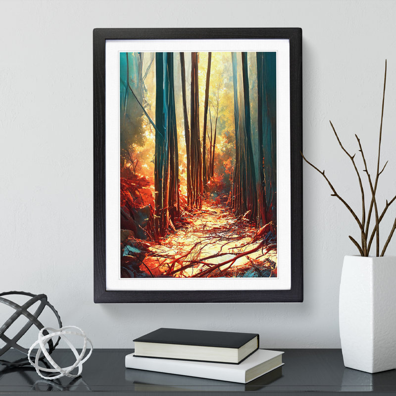 XV1022-3325X Painted Forest No.1 Abstract - Single Picture Frame Print, Black, 64cm H x 46cm W x 2cm D